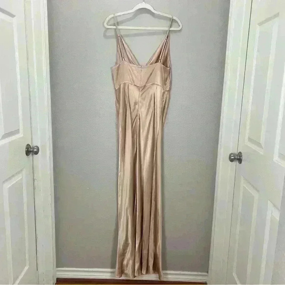 Shona Joy La Lune Cross Draped Maxi Dress Womens 10 Desert Rose Pink Satin - Picture 7 of 16
